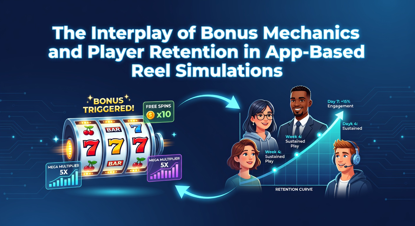 Visual representation of bonus features and engagement patterns in mobile reel simulation applications